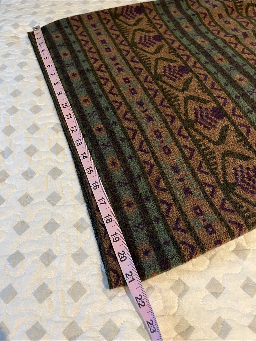 Merino Wool-Blend Patterned Skirt - Brown & Green nature inspired pattern Lg - Picture 6 of 7